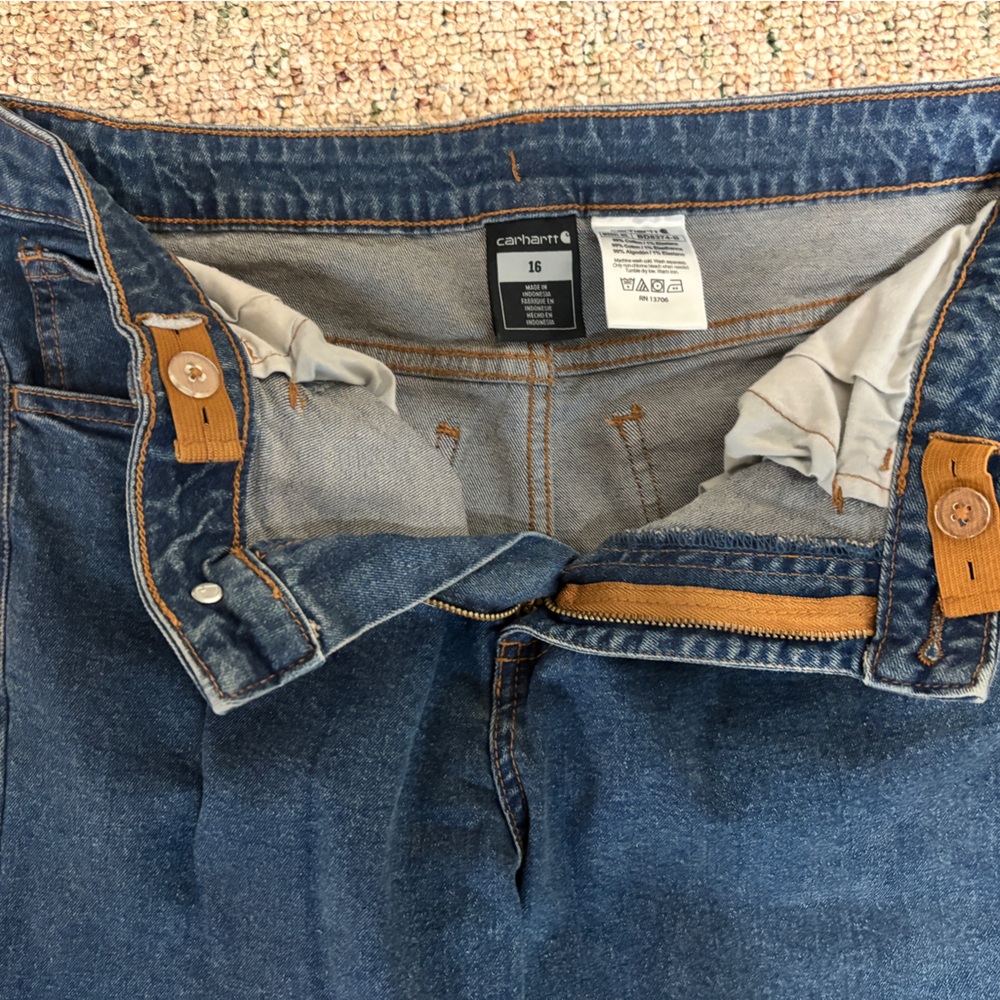 Carhartt Boy’s  Wide-Leg Jeans in Blue Denim- Size 16 - Picture 3 of 4